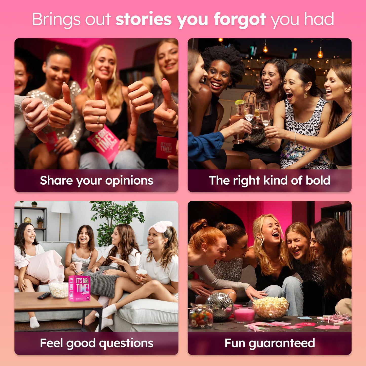 It’s Girl Time - Girls Night Card Game for Bachelorette, Galentines or Ladies Night - 240 Sweet & Sassy Questions with Challenges - Fun Party Game for Adults 17+