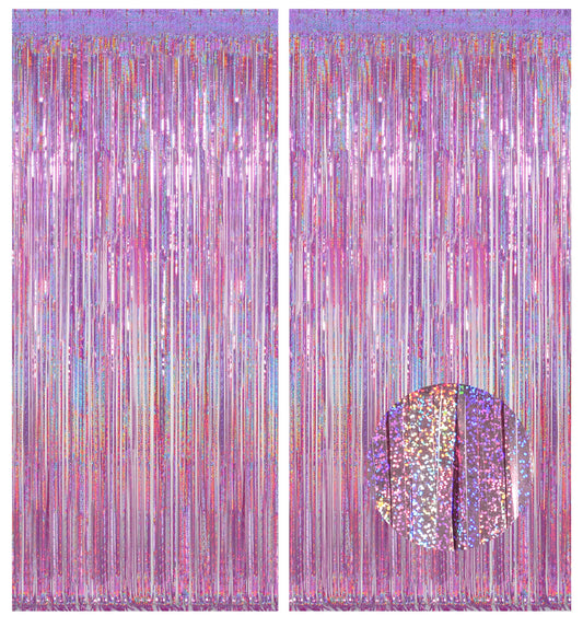 Tinsel Foil Fringe Curtains Backdrop- 3.2 ft x 8.2 ft- 2 Pack