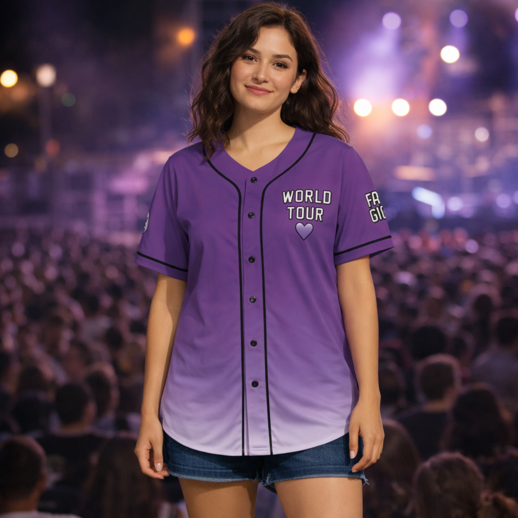 Kpop Comeback Era World Tour Baseball Jersey | Purple Gradient