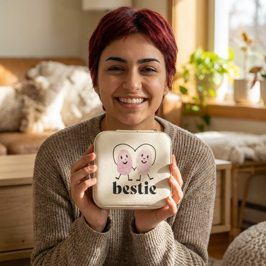 Bestie Travel Jewelry Case | Compact Jewelry Organizer with Fingerprint Design
