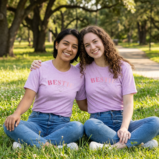 Bestie T Shirt | Bestie Heart Hands Graphic Tee