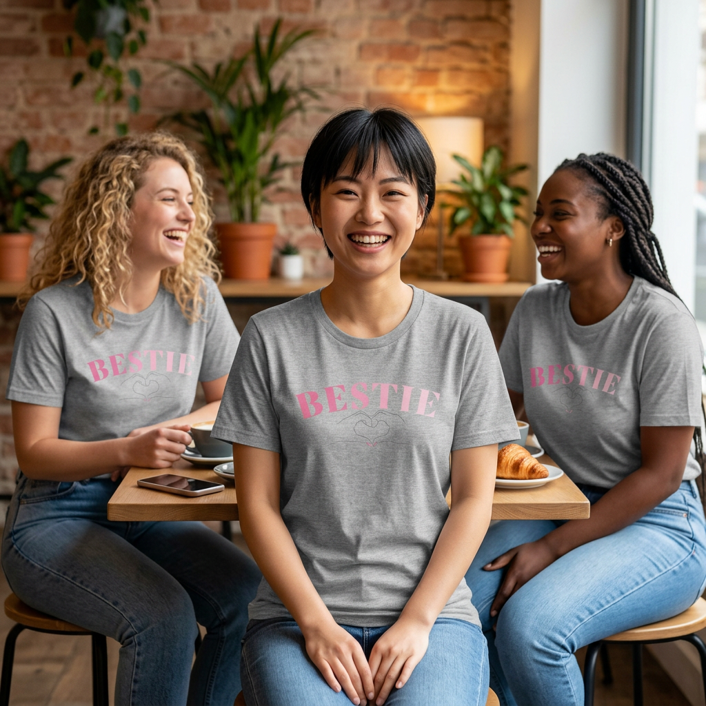 Bestie T Shirt | Bestie Heart Hands Graphic Tee