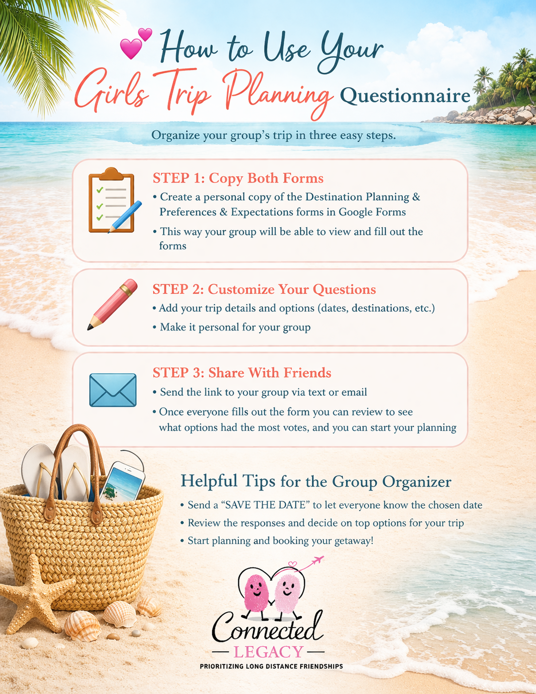 Girls Trip Planning Questionnaire Bundle | Digital Download | Editable Google Forms