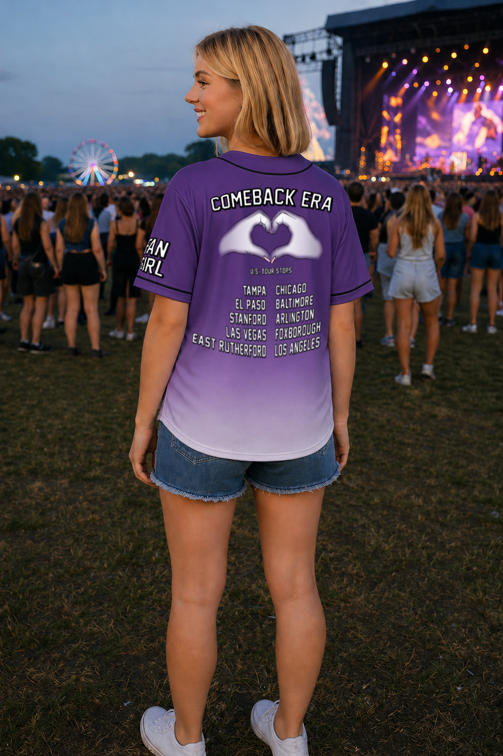 Kpop Comeback Era World Tour Baseball Jersey | Purple Gradient